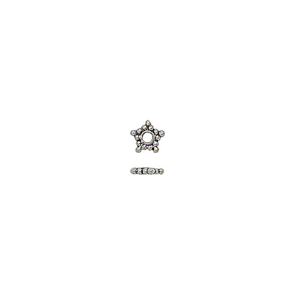 5mm Sterling Silver Antiqued Flat Star Bead
