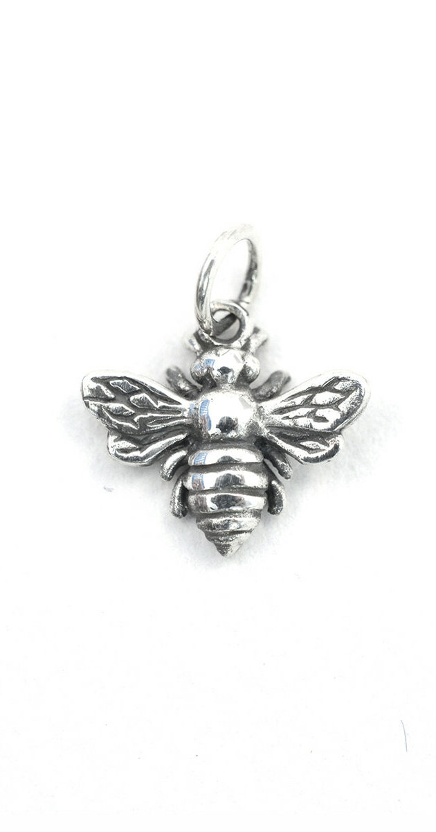 Dainty Sterling Silver Honeybee Charm Pendant Queen Honey 