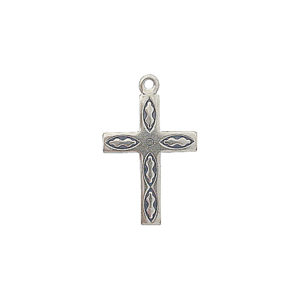 Square Edge Cross Sterling Silver Charm