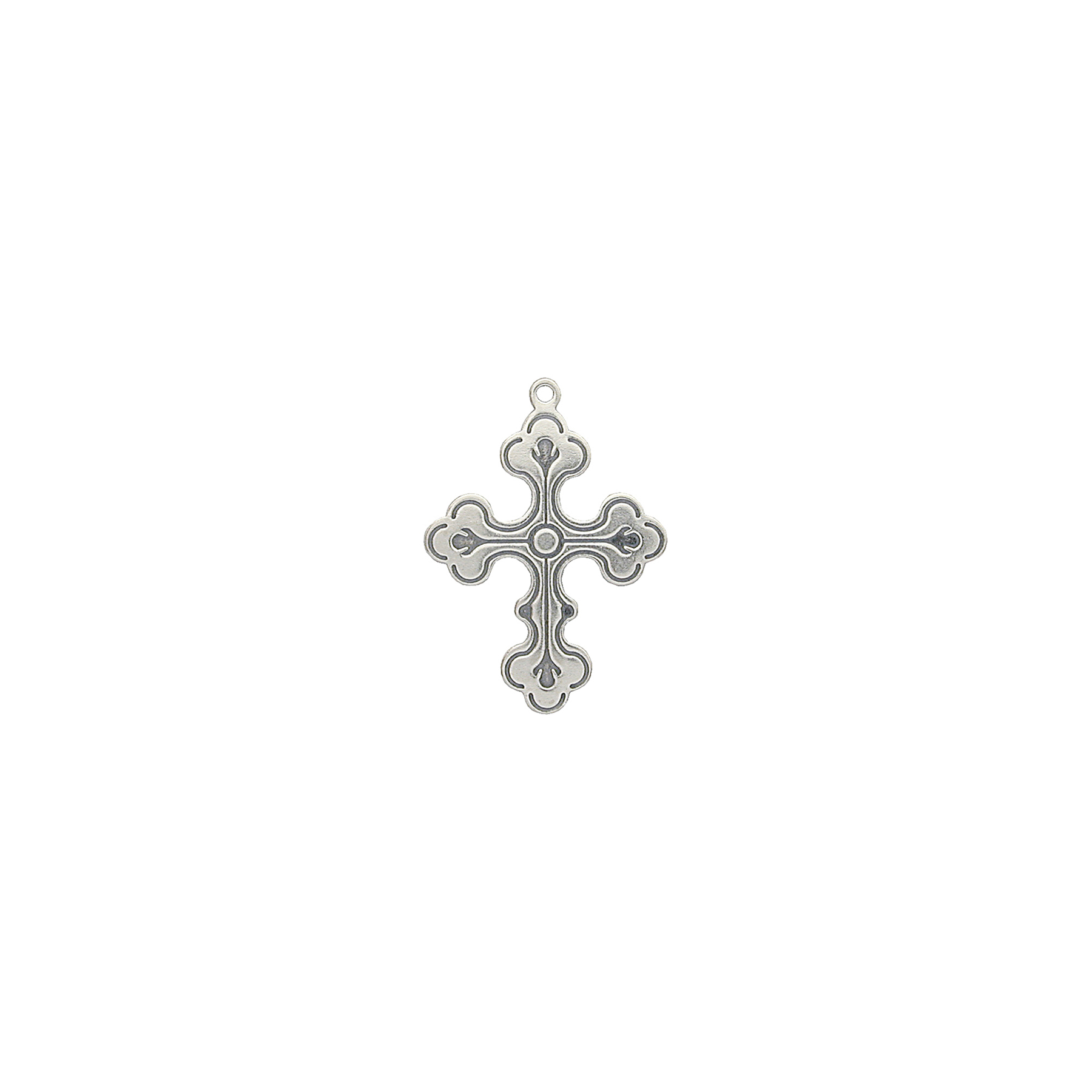 Scalloped Cross Sterling Silver Charm