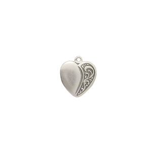 Sterling Silver Antiqued Brocaded Heart Charm