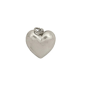Puffed One-Sided Heart Sterling Silver Charm