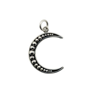 Beaded Crescent Moon Sterling Silver Charm
