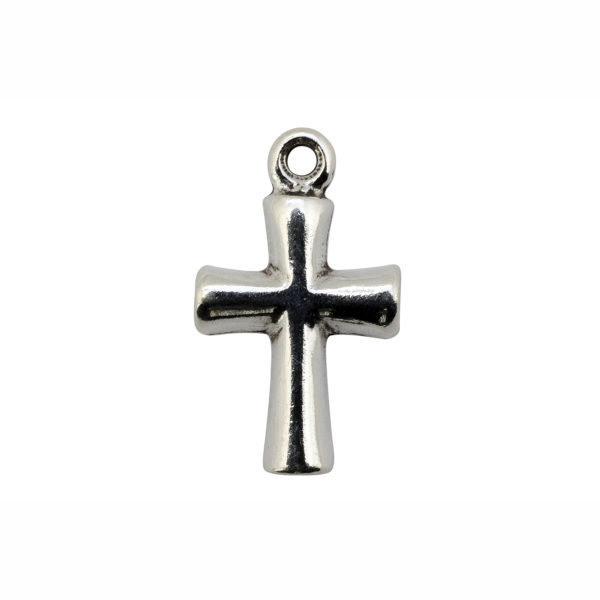 Half Round Classic Cross Sterling Silver Charm