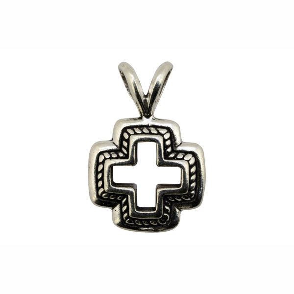 Sterling Silver Dotted Swiss Cross Charm
