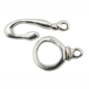 1-3/8" Handmade Sterling Silver Hook & Eye Clasp w/Tie On End