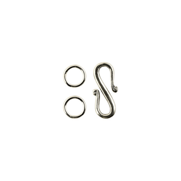 1" 14ga Brite Sterling Silver S-Hook Clasp w/2 Offset Eye Clasps