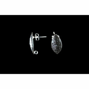 7/16" 19ga Sterling Silver Hammered Marquise Earring Post Top