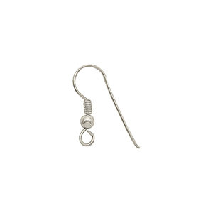 17.8mm 22ga Sterling Silver French Earring Wire w/Ball & Coil