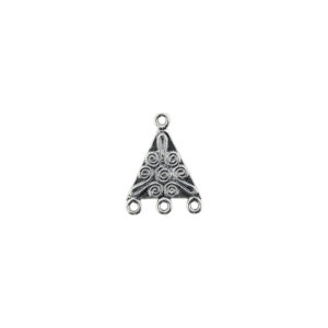 2-Sided Sterling Silver Triangular Scrolled Pattern Earring Chandelier w/3 Ring Connections