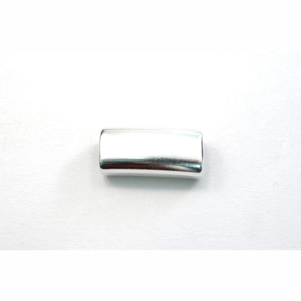 Oval Long Tube Silvertone Spacer Bead