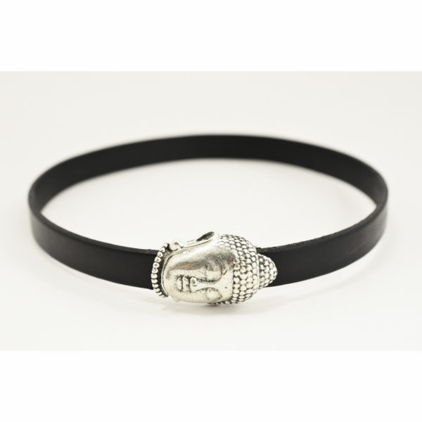 Silvertone Buddha Face Magnetic Clasp for 10mm Leather