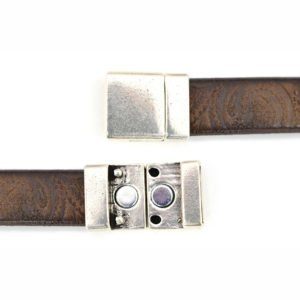 Silvertone Rectangular Magnetic Clasp for Leather