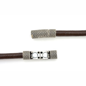 Silvertone Beaded Tube Magnetic Clasp for 5mm Round Leather