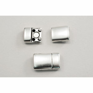 22x6mm Silvertone Rounded Edge Magnetic Clasp for 5mm Flat Leather