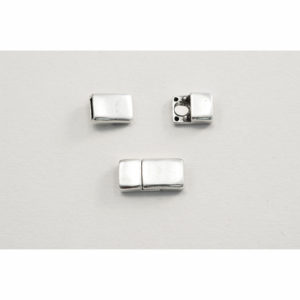 22x13.6mm Silvertone Rectangular Magnetic Clasp for 5mm Flat Leather