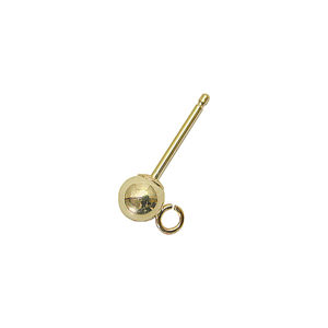 3/8" x 19ga 4mm Bead Ball & Ring 14k Gold Earring Post