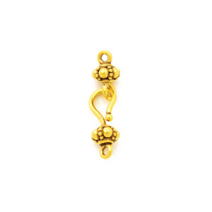 1" Antiqued Gold Vermeil Crown Bead Hook & Eye Clasp