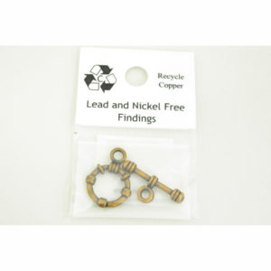 15mm Antiqued Copper Banded Toggle Clasp