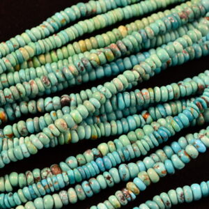Hand-Shaped Disc Blue Green Chinese Stabilized Turquoise Bead Strands