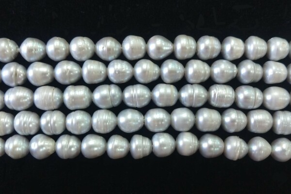 Fresh Water Pearl Bead Strand - Large Hole Rice - Silver