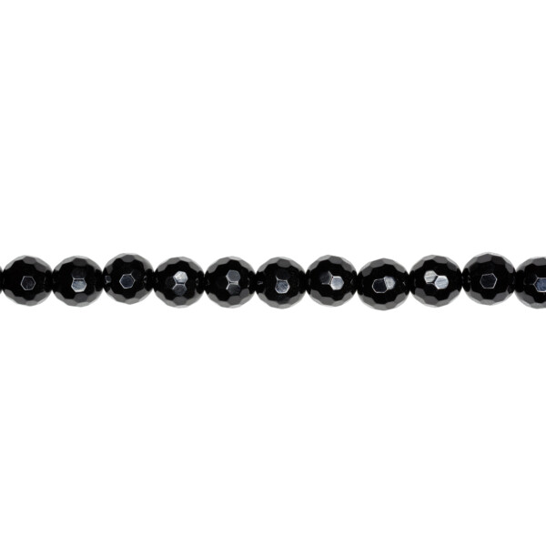 Round Faceted Black Onyx Bead Strands