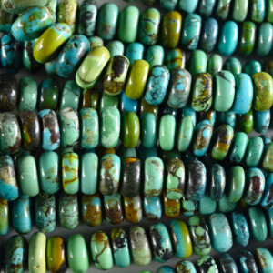 Graduated Green Rondelle Tibetan Stabilized Turquoise Bead Strands