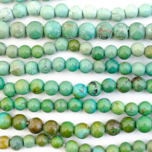 Round Blue Green Chinese Natural Turquoise Bead Strands