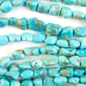 Long Drill Nugget Blue Tibetan Stabilized Turquoise Bead Strands