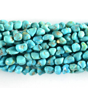 Blue Green Long Drill Nugget Tibetan Stabilized Turquoise Bead Strands