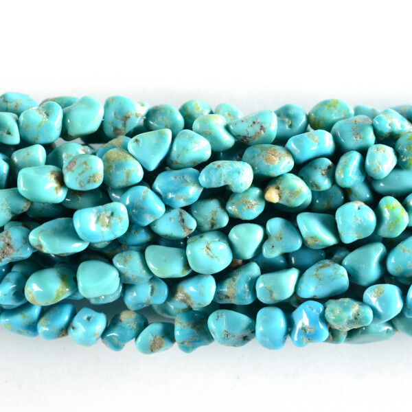 Blue Green Long Drill Nugget Tibetan Stabilized Turquoise Bead Strands