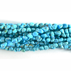 Long Drill Nugget Blue Green Tibetan Stabilized Turquoise Bead Strands