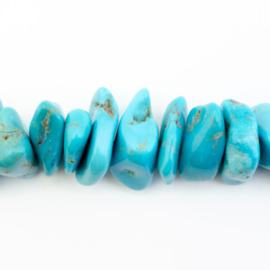 Graduated Short Drill Nugget Blue Tibetan Stabilized Turquoise Bead Strands