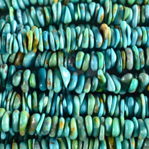 Center Drill Flat Chip Blue Green Tibetan Stabilized Turquoise Bead Strands