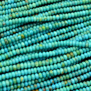 Blue Green Button-Shaped Tibetan Stabilized Turquoise Bead Strands