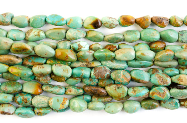 Long Drill Nugget Stabilized Green Tibetan Turquoise Bead Strands