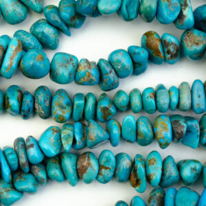 Center Drill Flat Nugget Blue Tibetan Stabilized Turquoise Bead Strands