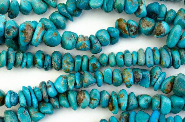 Center Drill Flat Nugget Blue Tibetan Stabilized Turquoise Bead Strands