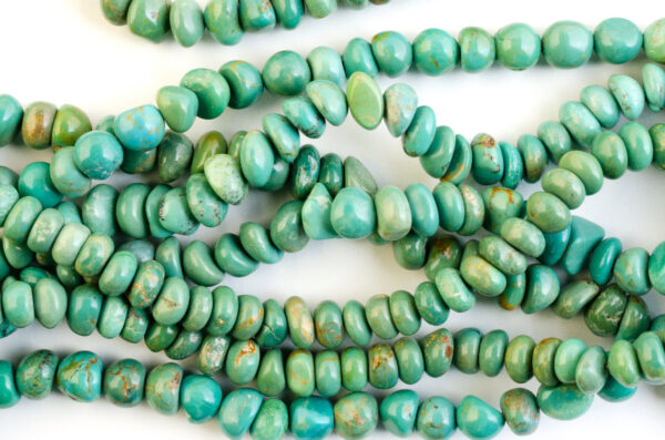 Center Drill Nugget Stabilized Blue Green Tibetan Turquoise Bead Strands