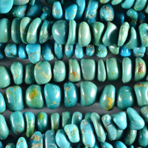 Short Drill Nugget Blue Green Tibetan Stabilized Turquoise Bead Strand