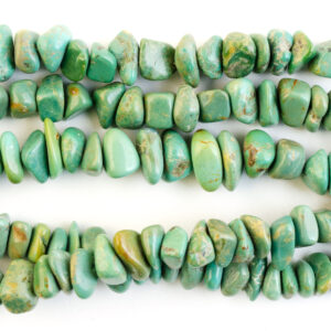 Center Drill Nugget Stabilized Green Tibetan Turquoise Bead Strands