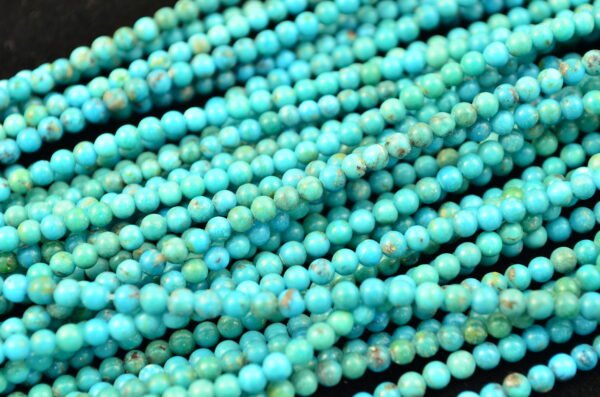 Round Blue Green Tibetan Stabilized Turquoise Bead Strands