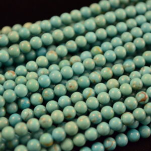 Round Natural Blue Green Tibetan Turquoise Bead Strands