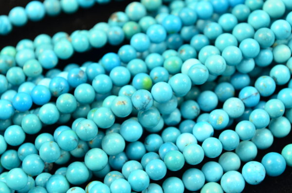 Round Blue Green Tibetan Stabilized Turquoise Bead Strands
