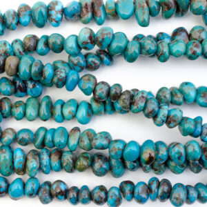 Short Drill Nugget Dark Blue Tibetan Stabilized Turquoise Bead Strands