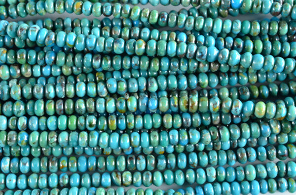 Rondelle Blue Green Stabilized Tibetan Turquoise Bead Strands