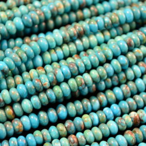 Blue Button-Shaped Blue Tibetan Stabilized Turquoise Bead Strands