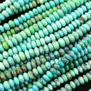 Flat Disc Blue Green Tibetan Natural Turquoise Bead Strands