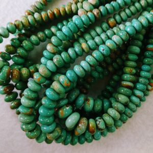 Graduated Rondelle Blue Green Stabilized Turquoise Bead Strands