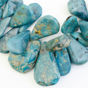 Graduated Side to Side Drill Petals Blue Green Tibetan Natural Turquoise Bead Strands